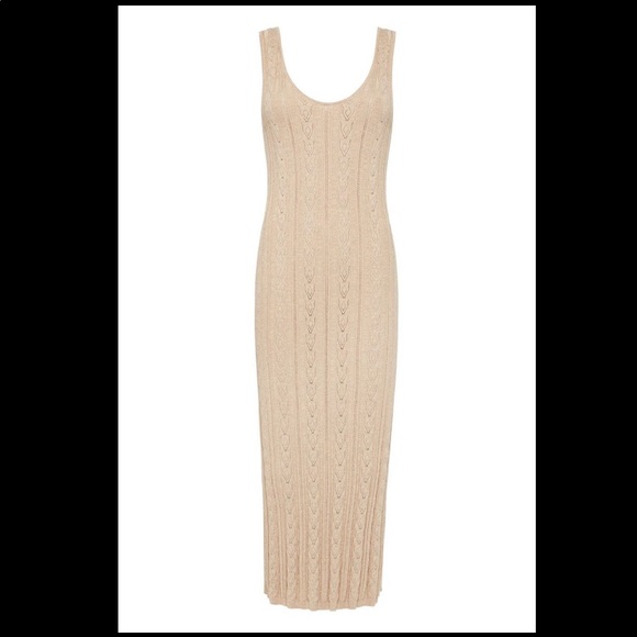 Spell Frenchie Rib Midi Dress Champagne 